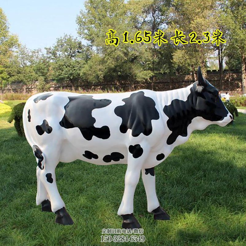 彩绘奶牛雕塑 仿真动物雕塑 步行街摆件